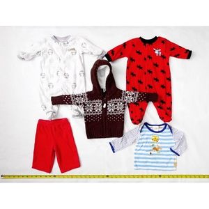 LOT 5pc Fleece Onsies, Sweater Hoodie, Pants 3 Mon